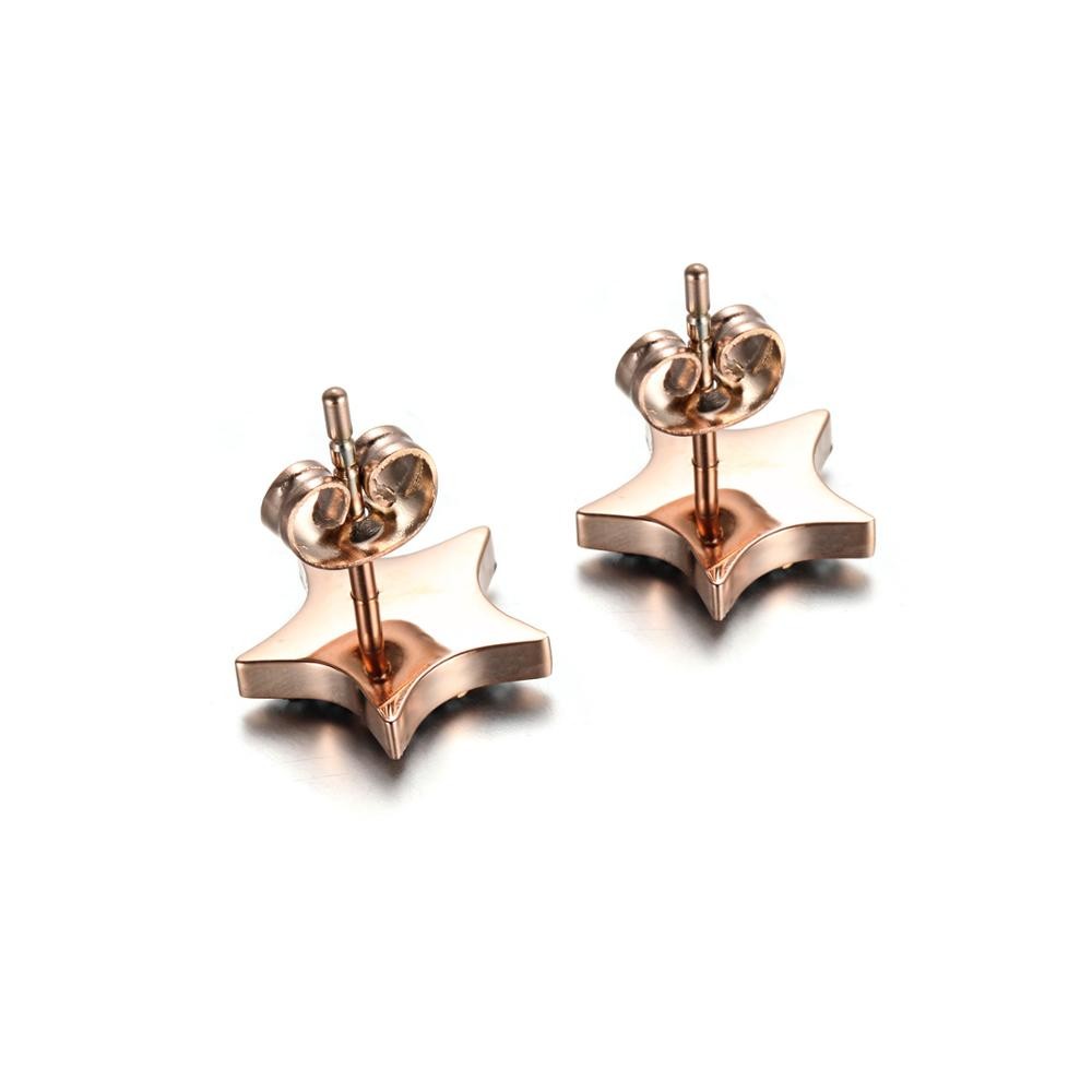 RainSo Fashion Stainless Steel Rose Gold Star Shape Stud Earrings