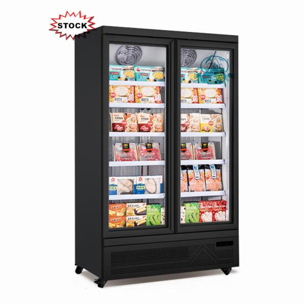 Factory double glass door beverage display freezer refrigerator with good