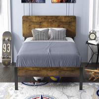 Buy cheap Platform Twin Metal Bed Frame With Wood Headboard And iron Slats product