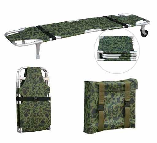 Two Wheels Two Supporting Legs Four Folde Stretcher Trolley 1200D Camouflage