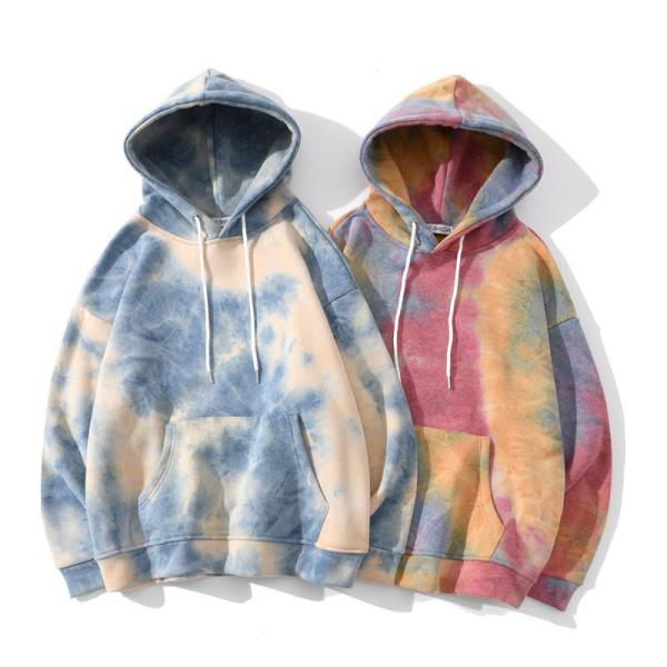 Buy cheap Blue Pink Oversize Tie Dye Hoodie Unisex Drawstring Hooded Sweatshirt For Running from wholesalers