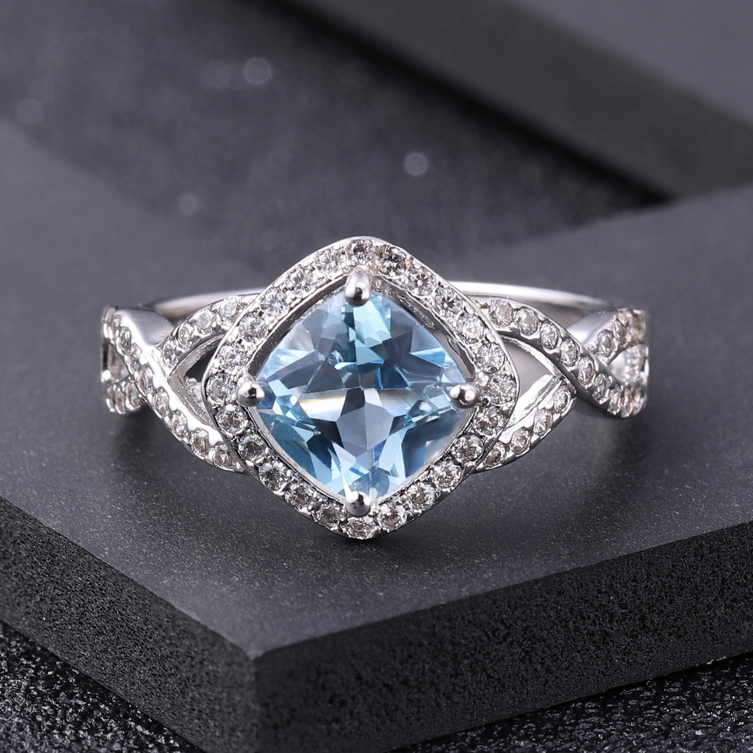 Cushion Lab Diamond Jewelry Lab Created Blue Diamond Engagement Rings
