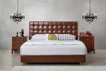Leather / Fabric Upholstered Headboard Bed for Apartment Bedroom interior
