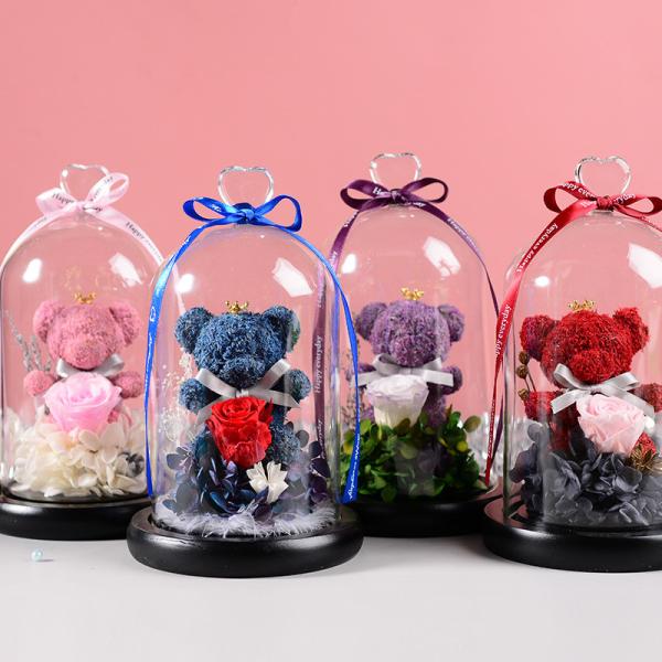 Buy cheap Wholesale Price Rose bear preserved roses in glass dome rose bear for lover from wholesalers