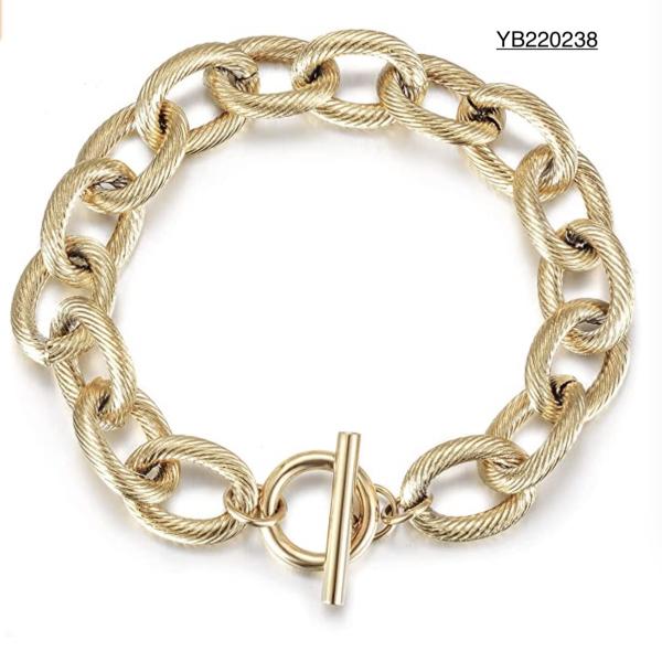 Buy cheap American Fashion 14k Gold Charm Bracelet INS Style Simple Gold Buckle Bangle from wholesalers