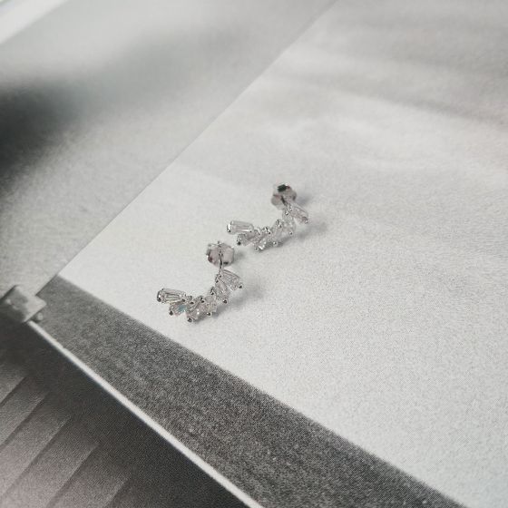 Zirconia Ear Studs for Women's Vermeil Jewelry Iced Out Earrings