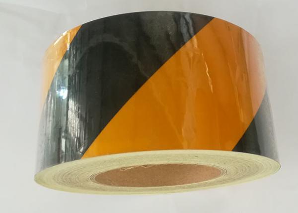 Black And Yellow Reflective Tape Sheets , Double Slant Banner Truck Trailer