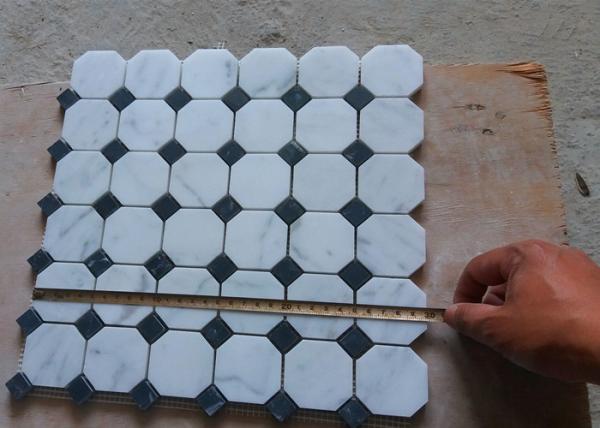 Buy cheap White Carrara Octagon Natural Stone Mosaic Tile 2" X 2" High Density , Low Water Absorption from wholesalers