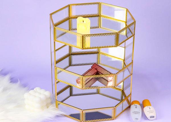 Buy cheap Glass artifact three-layer octagonal cosmetic shelving box storage Bedroom desktop jewelry storage box from wholesalers
