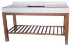Teak wood finish wooden hotel bathroom vanity/bathroom cabinet with wood slats