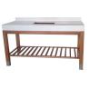 Buy cheap Teak wood finish wooden hotel bathroom vanity/bathroom cabinet with wood slats shelf from wholesalers