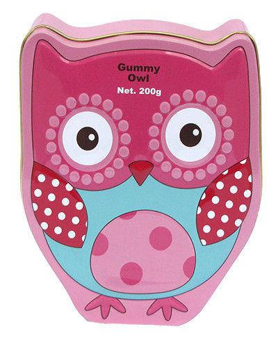 Gummy Owl Metal Storage Boxes , Food Grade Metal Tin ,Christmas Candy Tins With