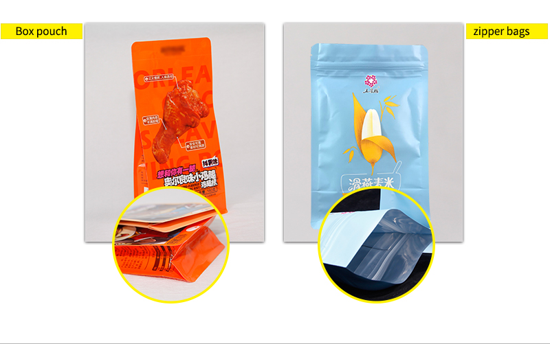 Flat Bottom Snack Stand Up Pouch VMPET Food Kraft Paper Bag