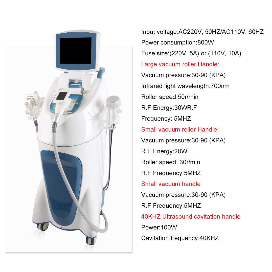 AS97 Radio Frequency Vacuum Cavitation Machine 5 In 1 Ultrasonic Cellulite Burning