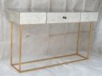 Large Size Square Mirrored Coffee Table Antique Gold Leaves Finish