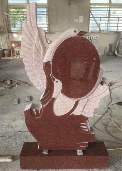 Buy cheap Decorative Carving Red Granite Tombstones , European Style​ Granite Cemetery Monuments from wholesalers