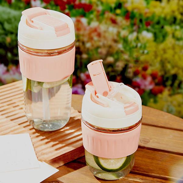 Buy cheap Large Capacity Children's 380ml Glass Bottle High Value Wide Mouth Glass Water Bottle With Cup Cover And Removable Straw For Office Use 8*15cm from wholesalers