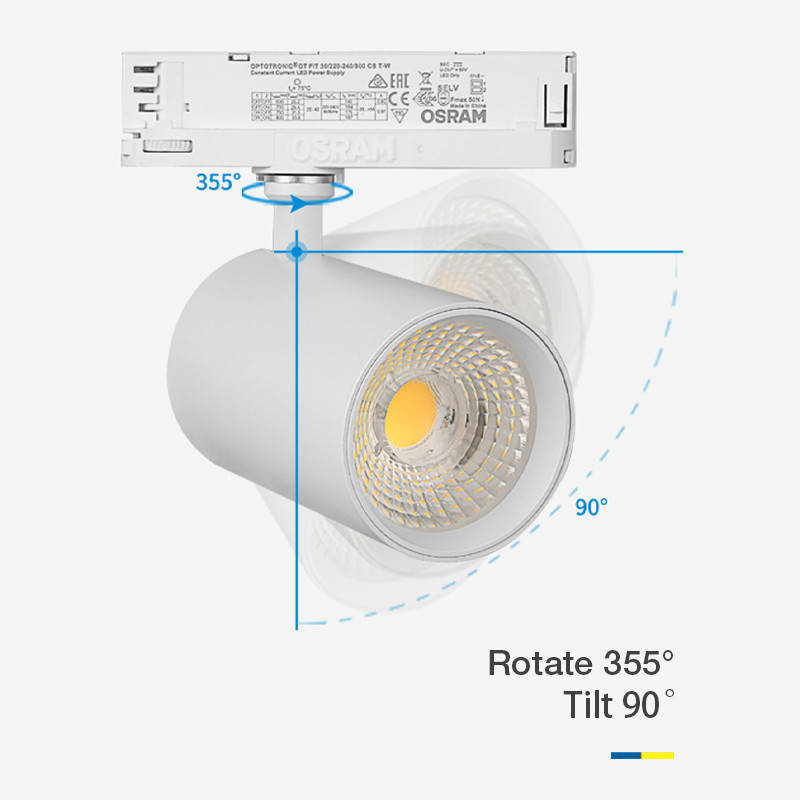 ROHS No Flicker LED Track Light , 3000K Ceiling Track Spotlights