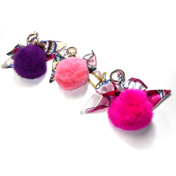 Buy cheap Soft Purple Fur Ball Keychain , 3.9inch Purple Puff Ball Keychain from wholesalers
