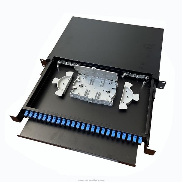 Buy cheap 1U Fiber Patch Panel 24 Port Black Fiber Optic Termination Box Rack Mount from wholesalers