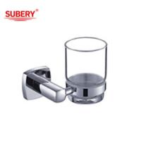 Buy cheap Single Tumbler Holder Brass Glass Bathroom OEM Brass Base Square With Curve product
