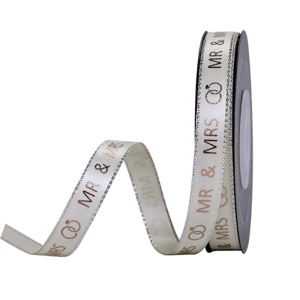 Buy cheap Single Face Wedding Decorate Gifts Boxes Packing Custom Silk Satin Printed Ribbon Logo from wholesalers