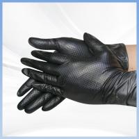 Buy cheap OEM 6mil 8mil Nitrile Gloves Diamond Print Industrial Black Nitrile Gloves product