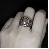 Buy cheap Men's Titanium Stainless Steel Vintage Ring with Red Cubic Zirconia (SA704) from wholesalers