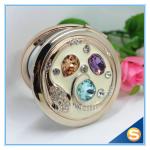 Shinny Gifts Custom Crystal Compact Mirror Handbag Small Round Shape Makeup