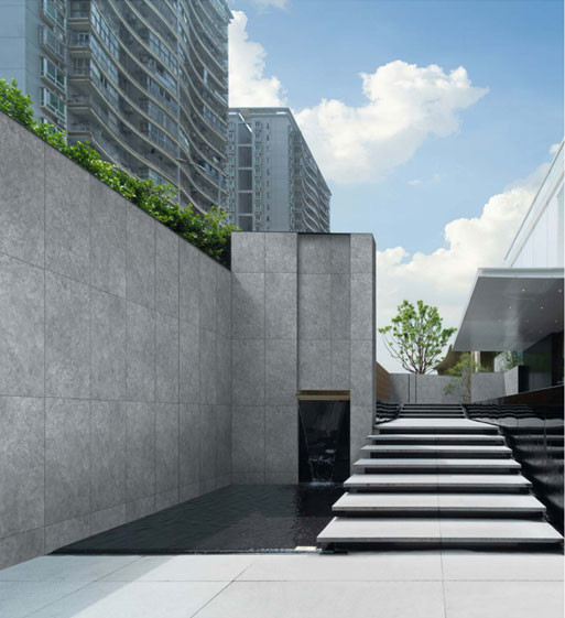 Acid-Resistant 24"X48" Gray Matte Half Polished Finish Curtain Background Wall Tile For Building And Park