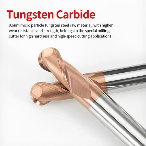 Wholesale HRC55 2 Flutes Carbide Ball Nose End Mills Cutter R0.5 R1.5 R2 Blade Radius Ball Nose Router Bits for Ordinary Steel