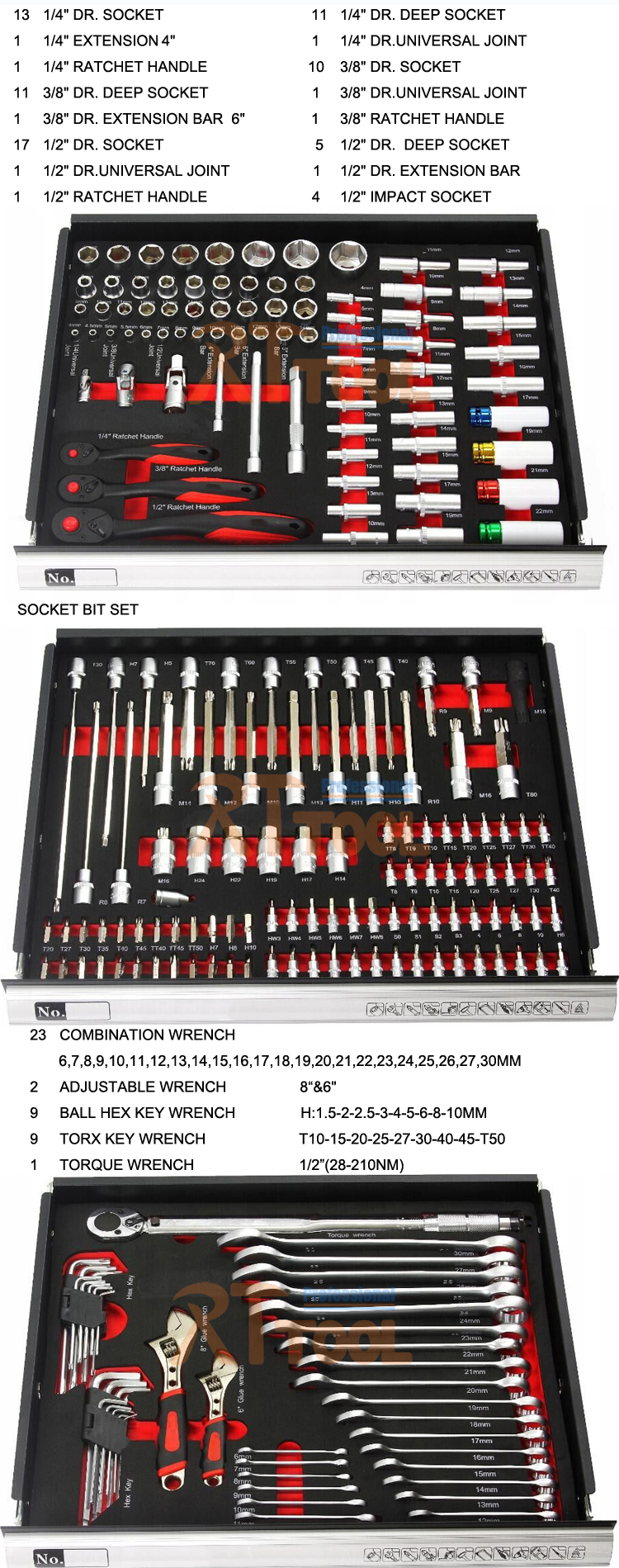 New Design 5 Drawers Cabinet Metal Tool Workshop Cabinet Cart With Hand Tool Set
