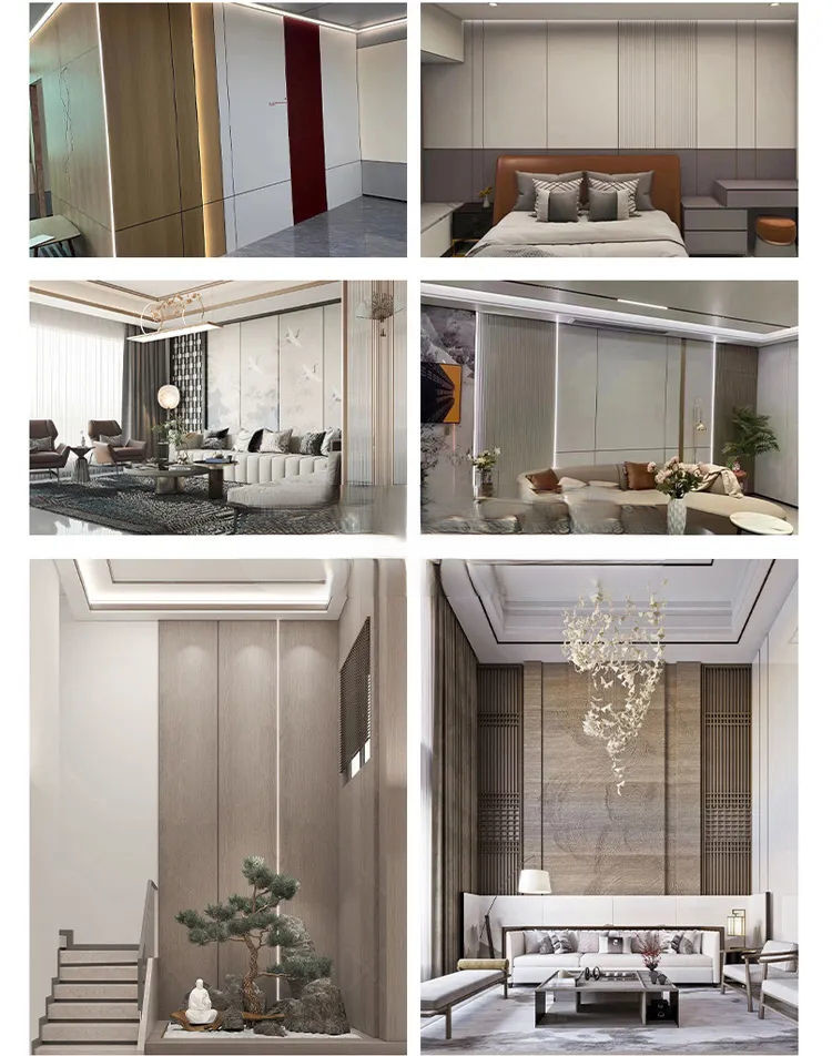 Bamboo Charcoal Wood Veneer Board Mirror Siding Fire Proof Pvc Wall Panel For Apartment Office