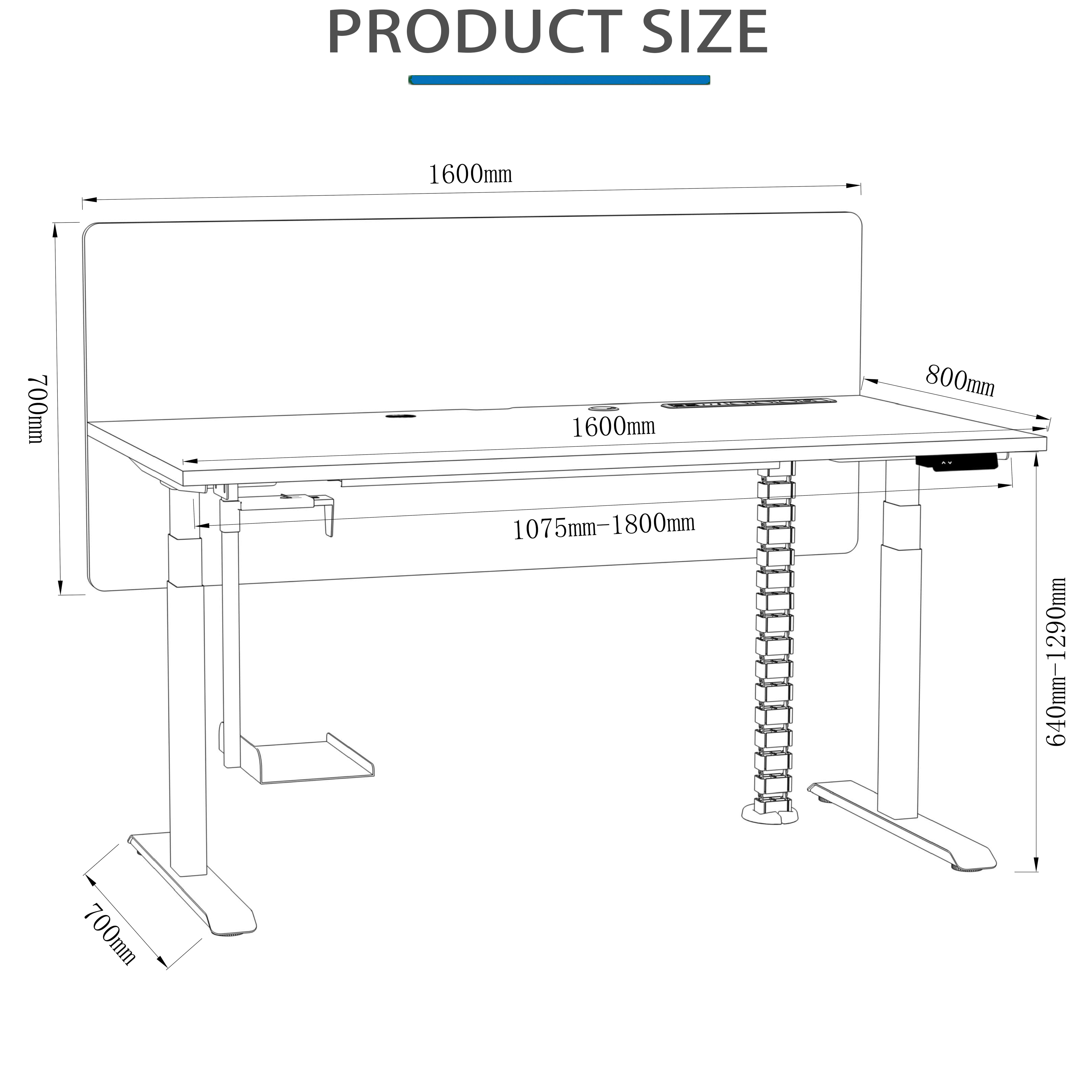 Modern Work Office Desk with Cable Management Uplift Standing Desk 355 Lbs Weight Capacity Modern Style