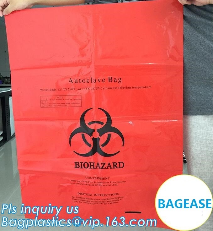 biohazard red color disposable plastic medical bags, Autoclave Biohazard Bags Medical Disposable Plastic Bags, bagease