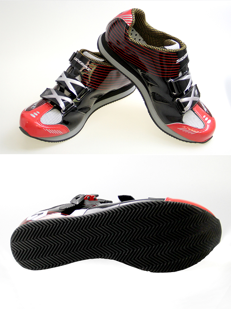 Athletic Sports Casual Biking Shoes Red And Black Water Resistant Anti - Collision Design
