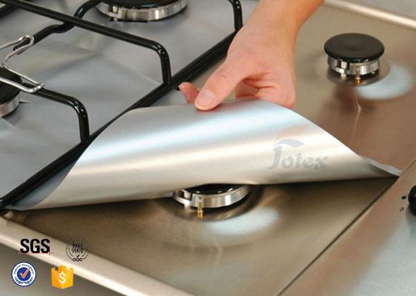 Buy cheap PTFE Coated Fiberglass Fabric 4PCS Silver 10.6” x 10.6” Gas Range Protectors Stovetop Burner Liners from wholesalers