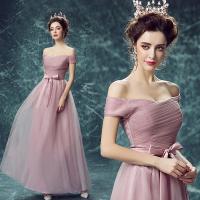 Buy cheap Pink Off The Shoulder Butterfly Sashes Crepe Gorgeous Evening Dress TSJY136 product
