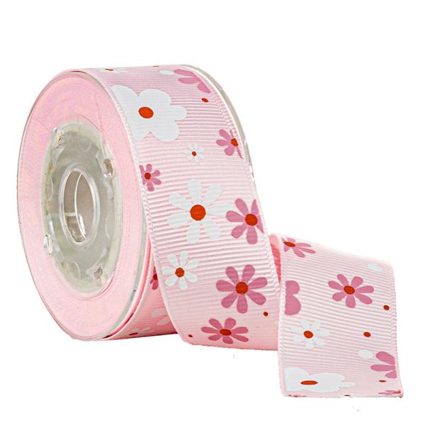 Buy cheap 2 Colors Ink Screen Flower Printed On Pink Grosgrain Ribbon Cake Boxes Wrapping from wholesalers