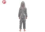 Wholesale warm fluffy Flannel Gray rabbit with long ears Onesie Pajamas costume