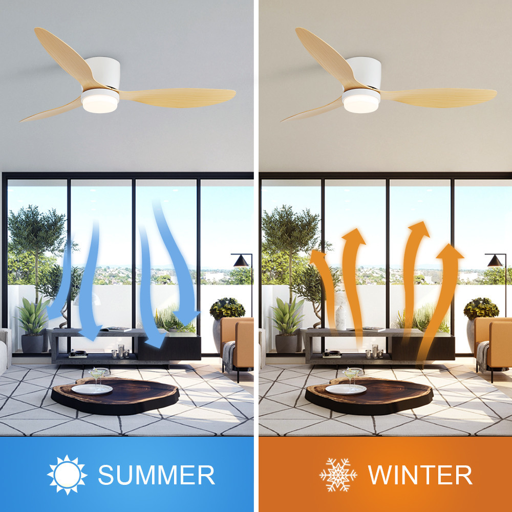 Reversible ABS Blade Ceiling Fan 52 Inch DC Motor LED Ceiling Fan With Remote Control