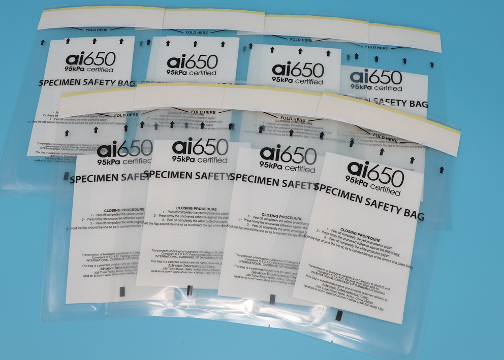 NOISH 9inch Medical Biohazard Substances 95kPa Specimen Shipping Bag