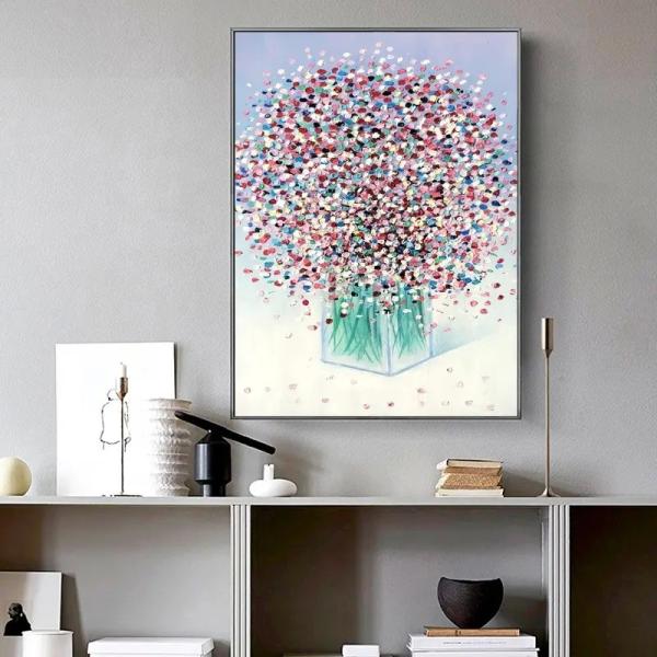 Buy cheap Hand Painted Colorful Flower Picture Canvas Oil Painting Wall Hanging Decorative Home Decoration Wall Decoration from wholesalers