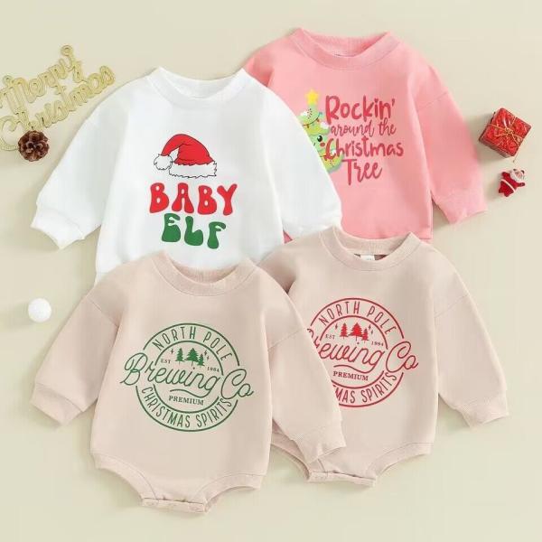 Buy cheap 1 Pcs Custom Tag Christmas Cotton Romper Spring Autumn Newborn Infant Toddler Boys Girls Clothing Long Sleeve baby Cloth from wholesalers