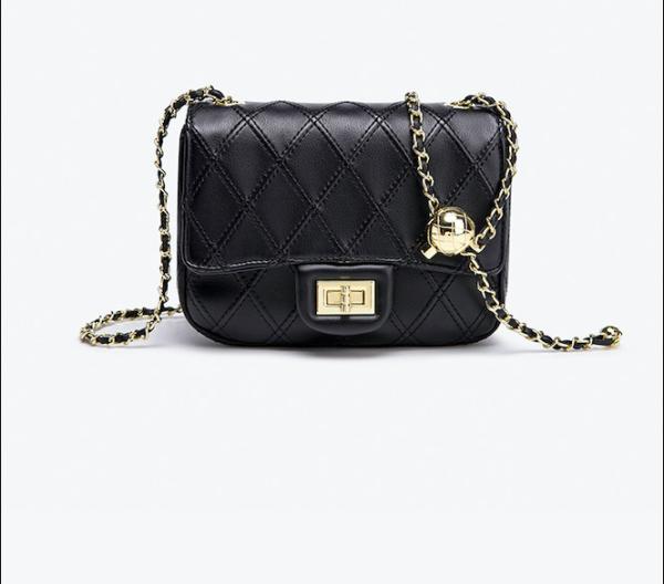 Buy cheap Mini Female Crossbody Bag 20cm Black Purse With Gold Chain from wholesalers