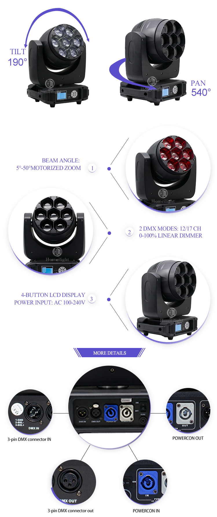 7*40w Moving Head Beam For Bar Night Club Wedding DJ Equipment Moving Head Stage Lights