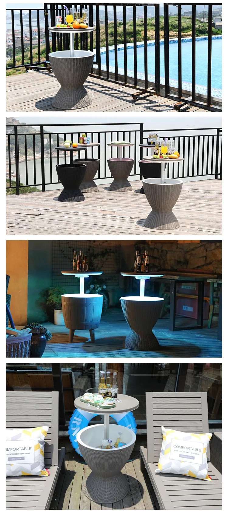 Versatile Ice Cooler Lift Top Table for Outdoor Camping Picnic Beach Cafe Bistro Garden