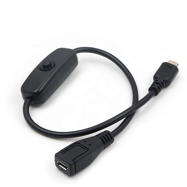 Male to Female ON OFF Micro USB Extension Charging Cable with Switch