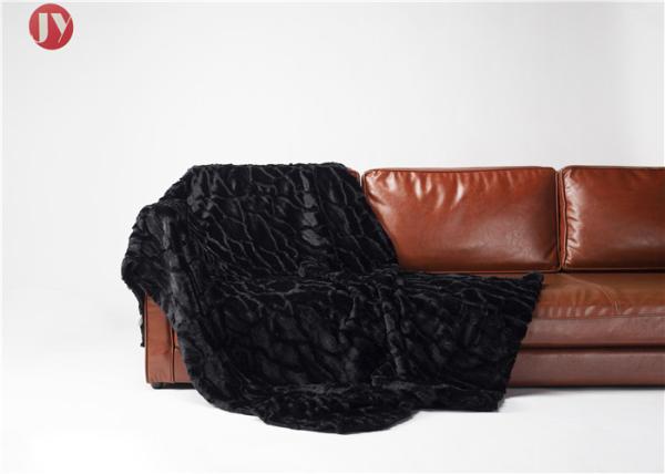 Buy cheap 100% Polyester Silk Big Soft Blankets Plain Thick Black ,Faux Fur Blanket For Home from wholesalers
