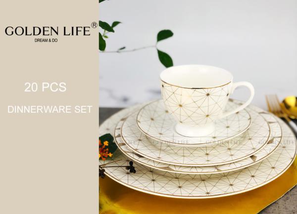 Porcelain Ceramic Dinnerware Sets Gold Design Morden Pattern Customized For 20